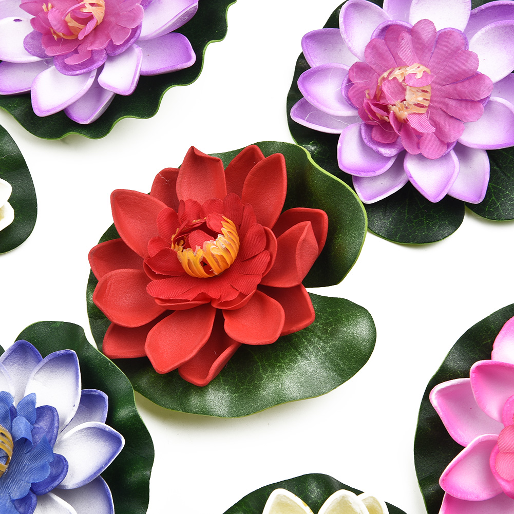 Aquarium Plant Red Lotus - ดอกบัวประดิษฐ์จากวัสดุ EVA สำหรับตกแต่งตู้ปลาในน้ำจืดและน้ำเค็ม ตัวเลือกสำหรับตกแต่งบ่อปลาแบบลอยน้ำ