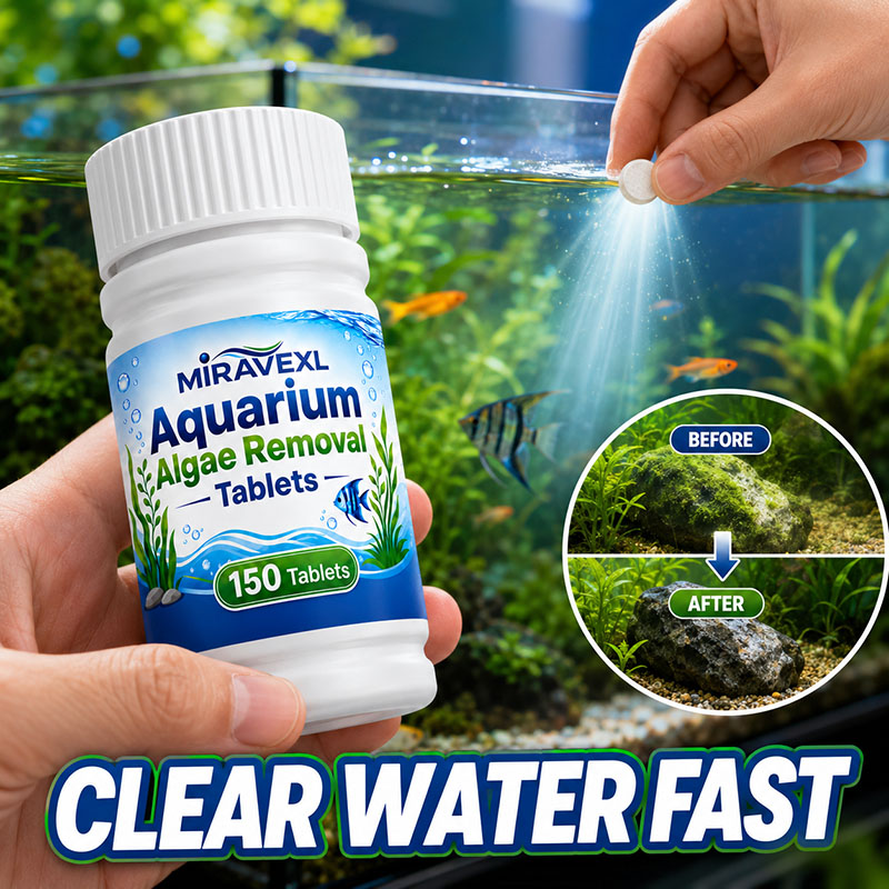 Aquarium Plant In Pot - เม็ดกำจัดตะไคร่น้ำในตู้ปลา MIRAVEXL 150 เม็ด, ยาฆ่าตะไคร่น้ำที่ปลอดภัย, ช่วยให้น้ำใสขึ้นอย่างรวดเร็วสำหรับปลาในน้ำจืดและพืชน้ำ